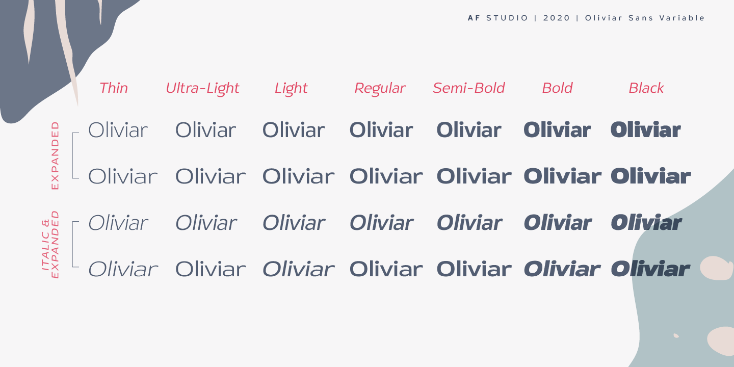 Przykład czcionki Oliviar Sans Variable